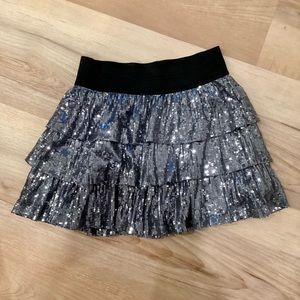 Children’s Place Silver sequin tiered skirt girls 12 | Christmas holiday winter